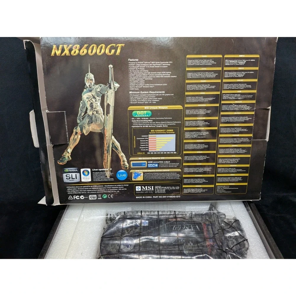 MSI NX8600GT T2D256EZ Graphics Card With Box Untested